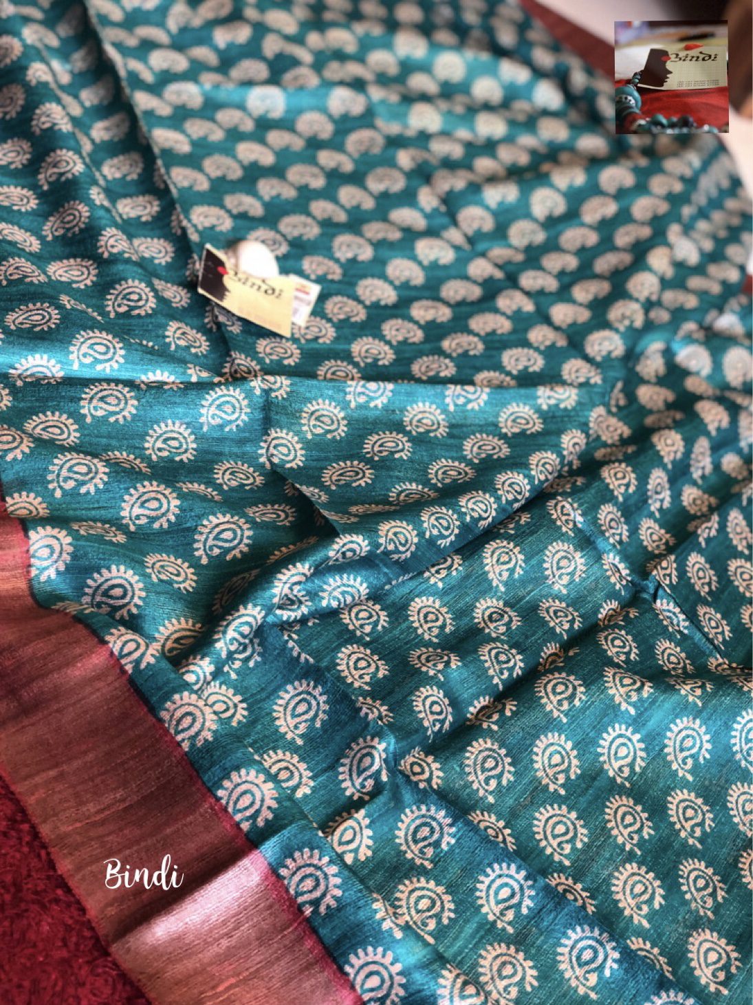 Sutra II ~ printed Bhagalpur Tussar Silk - Bindi Studio