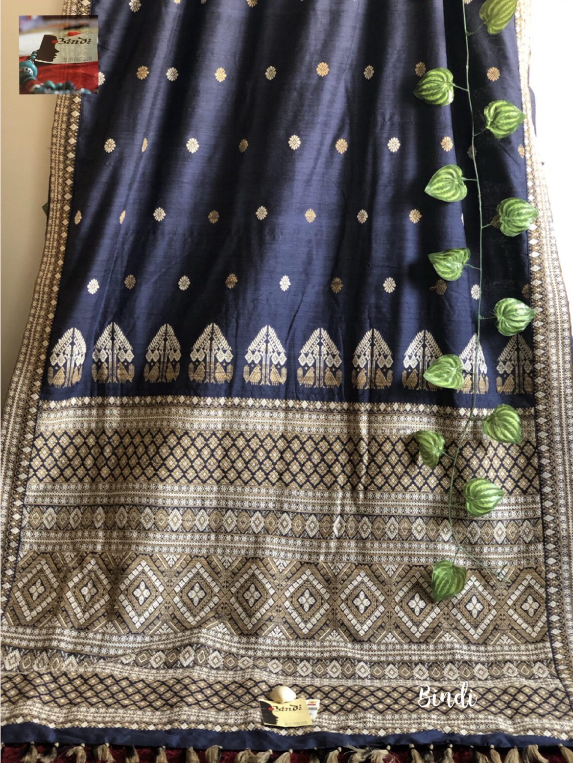 Firdaus I Handwoven Premium Paat By Eri Silk Blue Bindi Studio