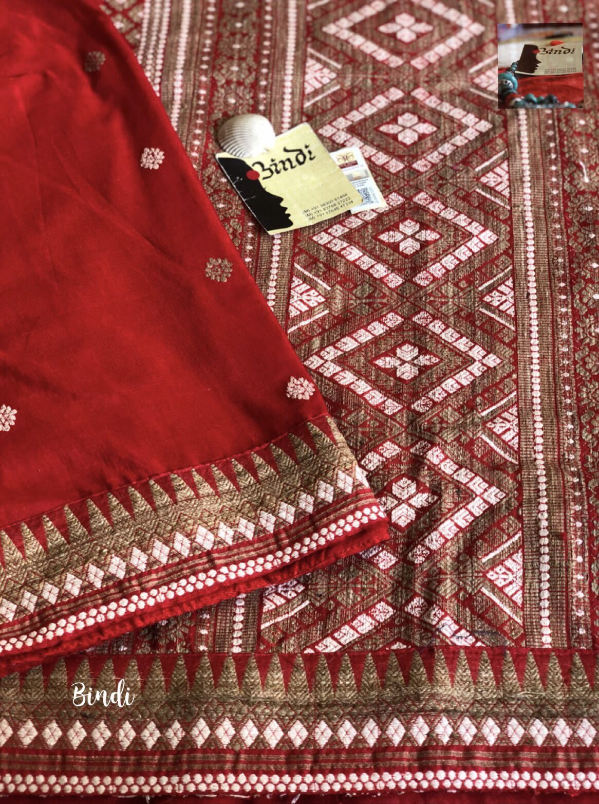 Firdaus - Handwoven Premium Paat by Eri Silk (Red) - Bindi Studio