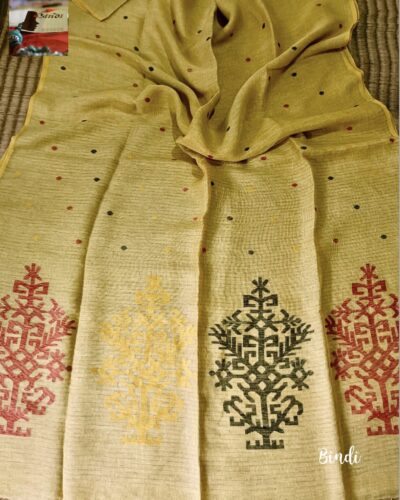 Wine Linen Jamdani Saree – UTPALADesigns