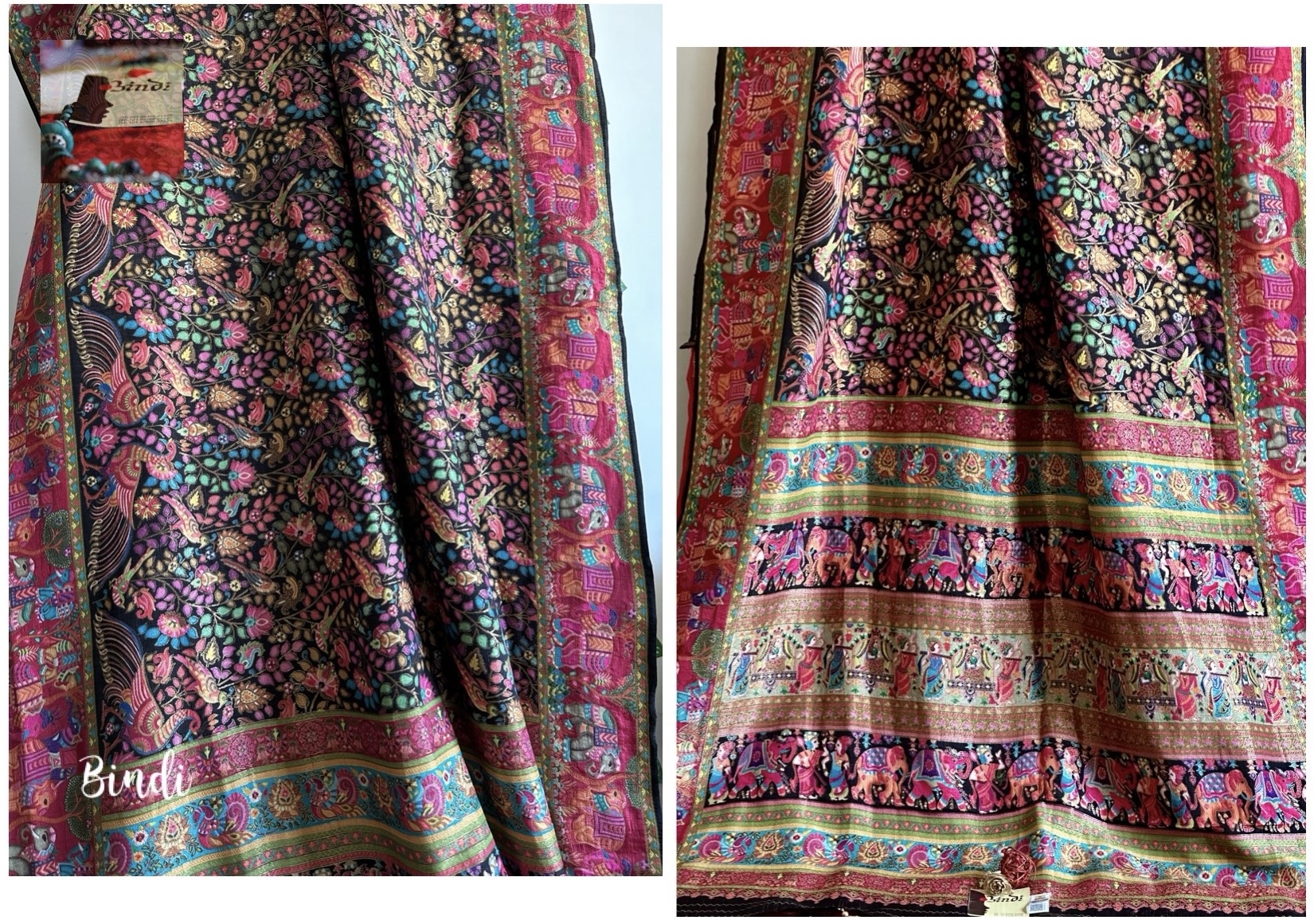 ASHAVALI Jaal (Black) – HANDWOVEN PURE SILK FROM GUJARAT - Bindi Studio